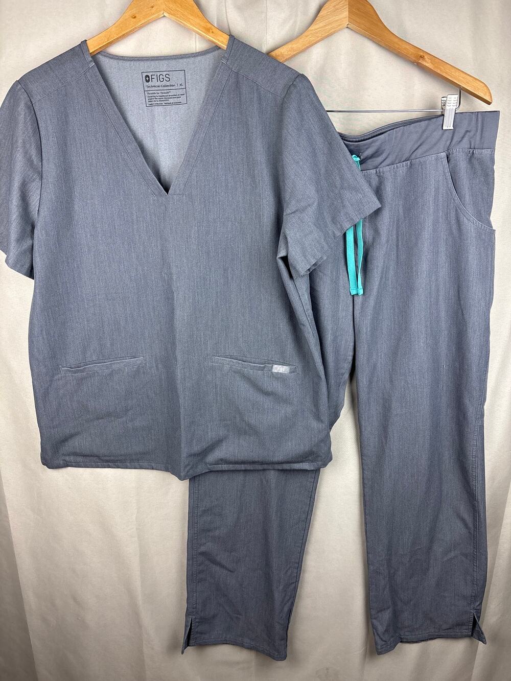 Figs Graphite Grey Scrubs Set Womens sz XL Casma Top & Kade Pants/Bottoms